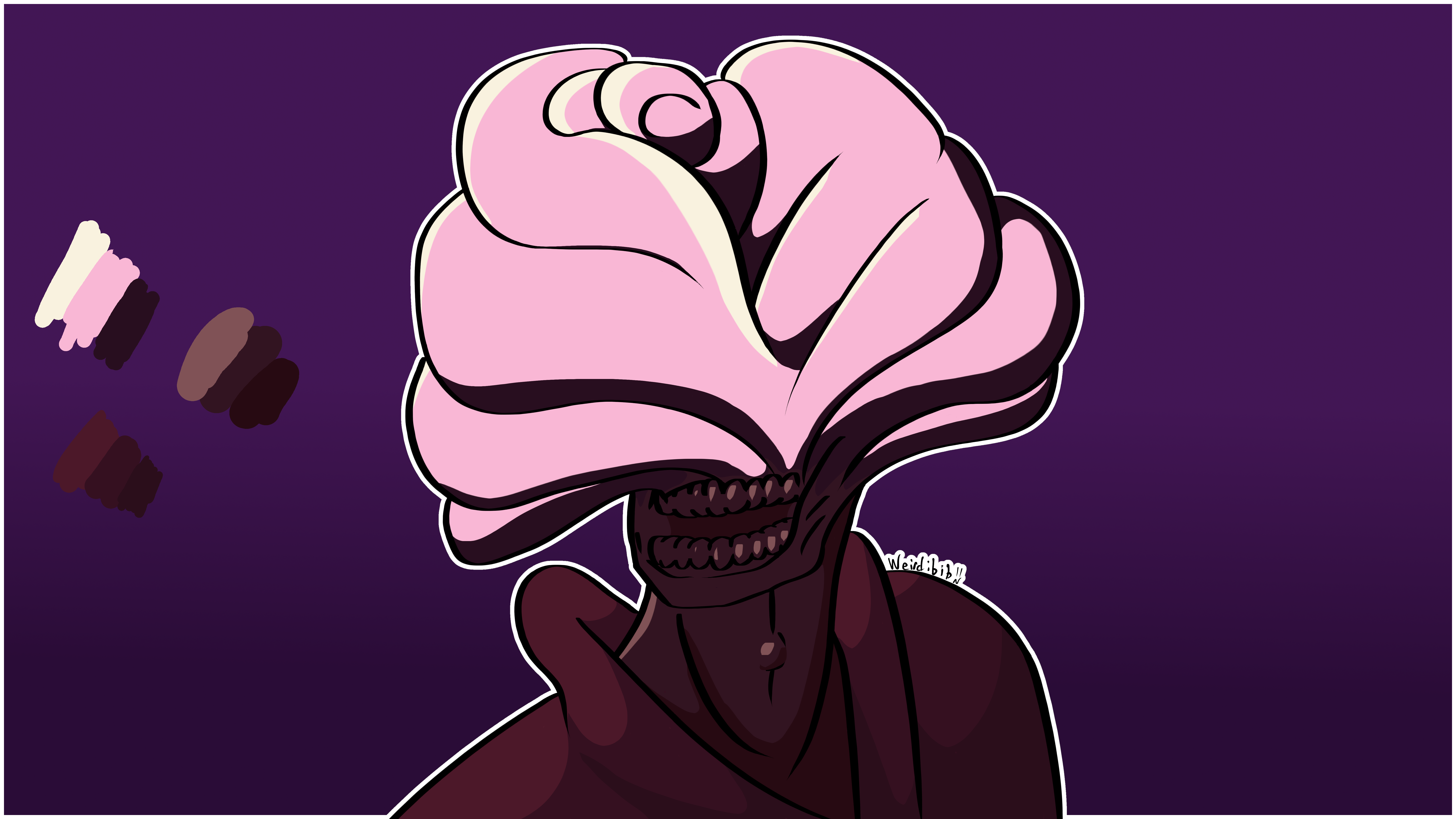 a pink flowery zombie reminiscent of the clickers from the Last Of Us
